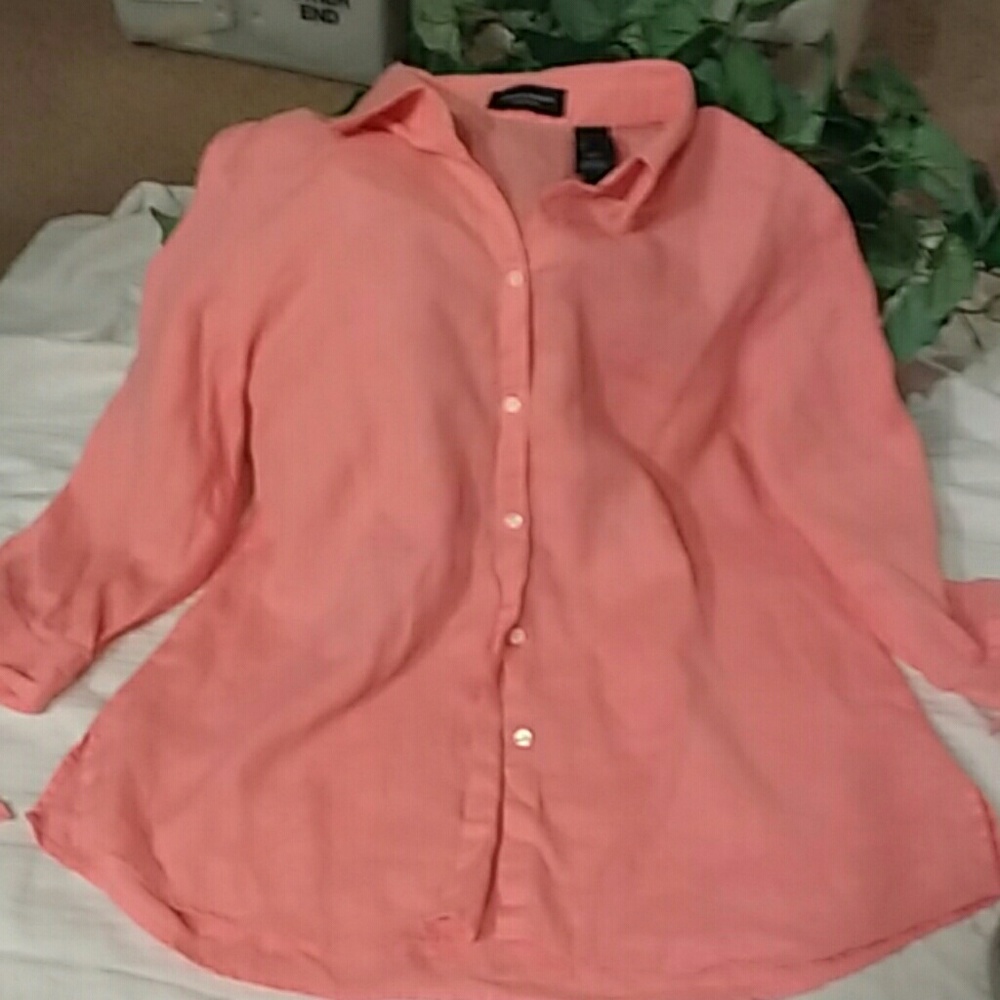 Adriana Bermani Collected linen coral pink top L